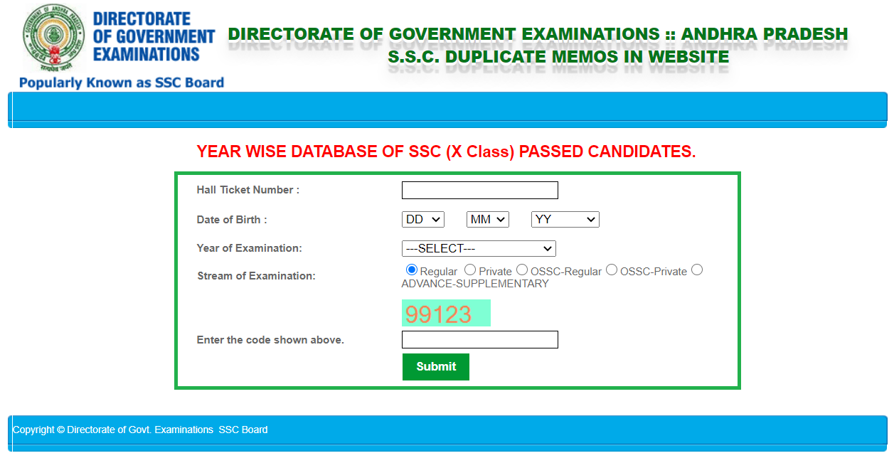 AP SSC Marks Memo 2019 to 2004 10th Duplicate Download